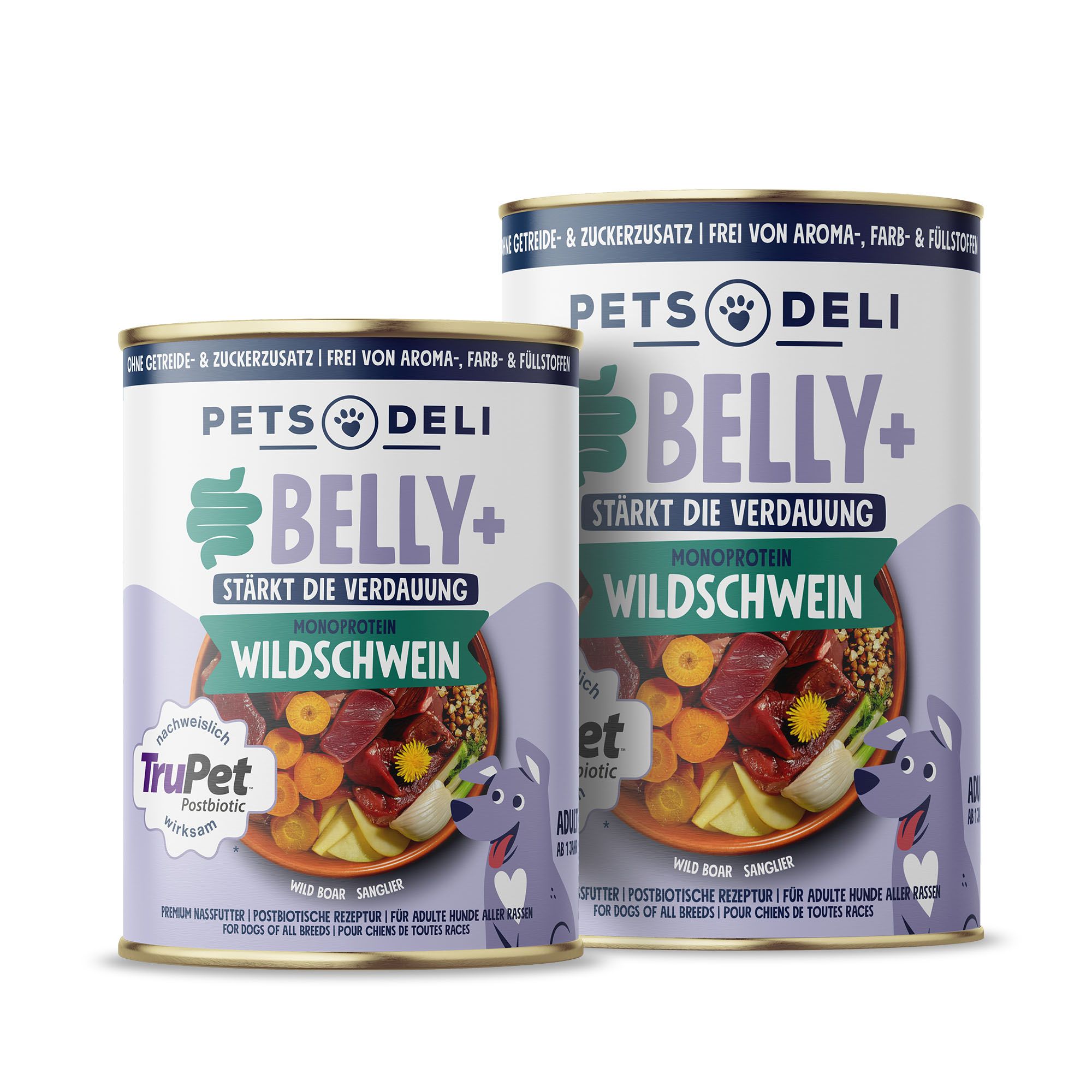 Nassfutter Belly+ Wildschwein für Hunde